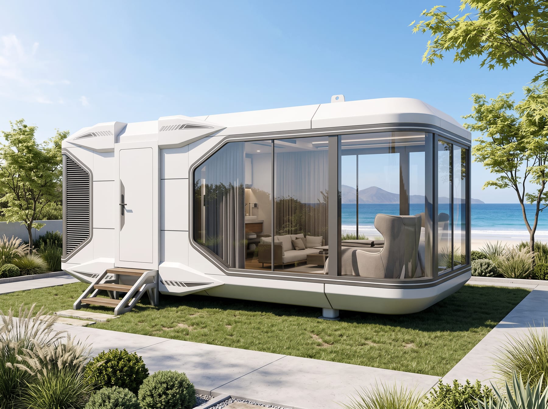 Capsule d'hébergement de 28 m² posée sans fondation